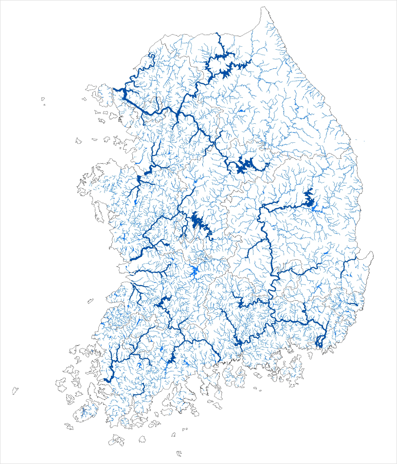 실핏줄같은 우리나라 하천망