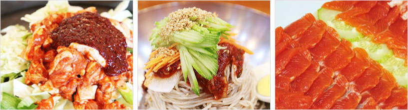 춘천의 대표 별미들인 춘천 닭갈비-막국수-송어회