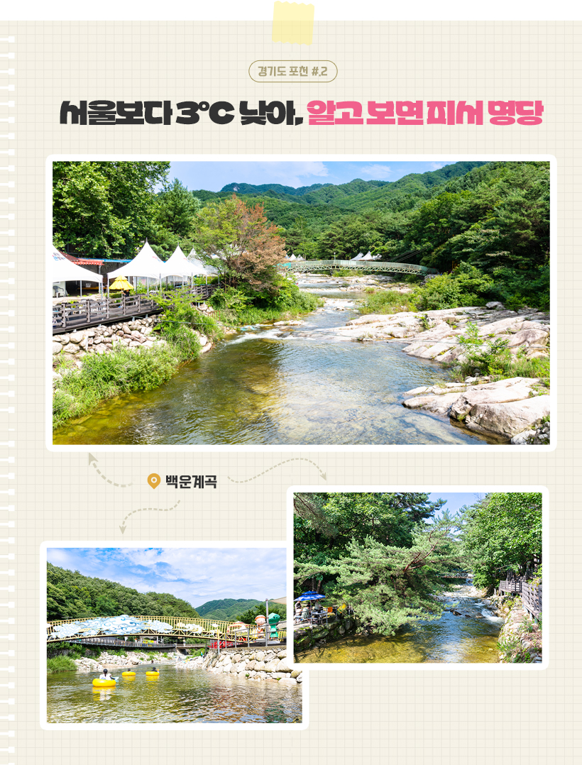 사진 설명: 서울보다 -3°C, 알고 보면 피서 명당, 백운계곡